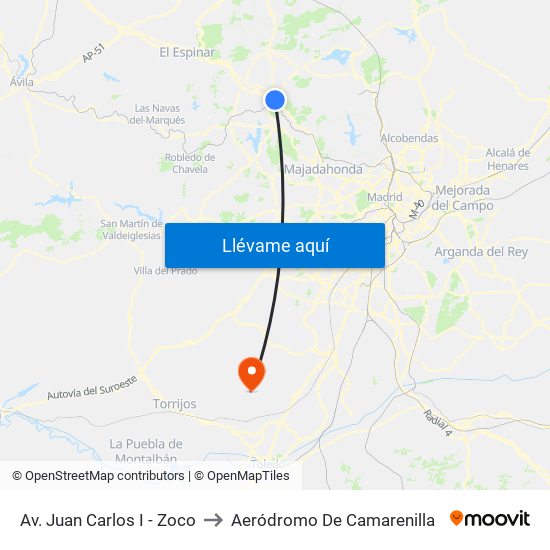 Av. Juan Carlos I - Zoco to Aeródromo De Camarenilla map
