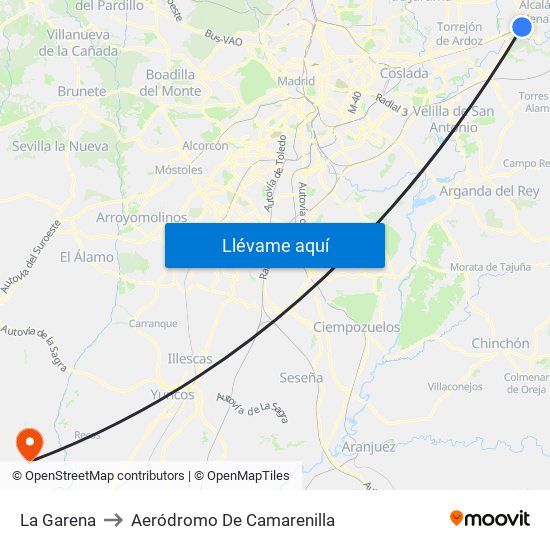 La Garena to Aeródromo De Camarenilla map