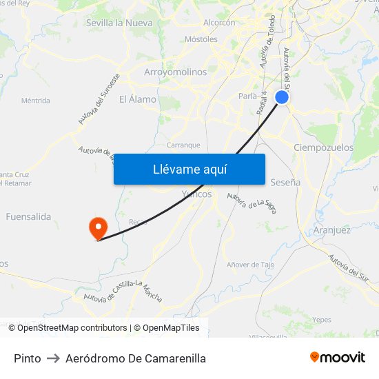 Pinto to Aeródromo De Camarenilla map