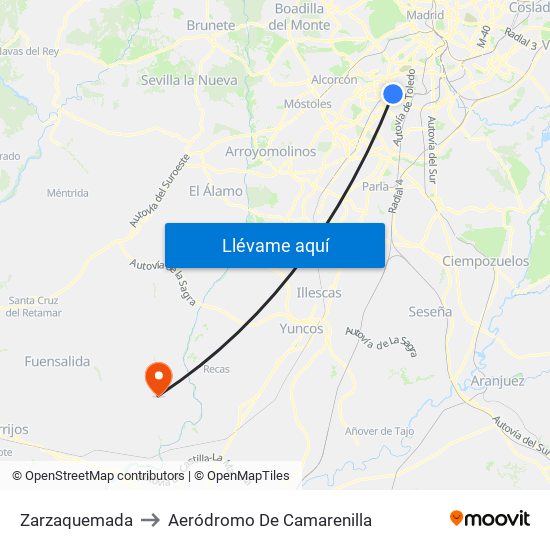 Zarzaquemada to Aeródromo De Camarenilla map