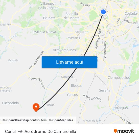 Canal to Aeródromo De Camarenilla map