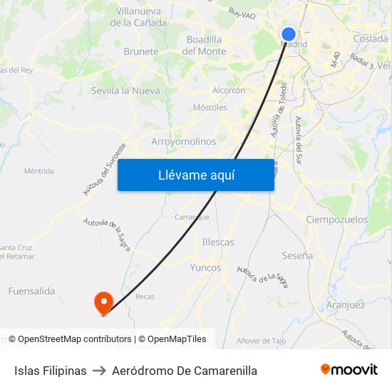 Islas Filipinas to Aeródromo De Camarenilla map