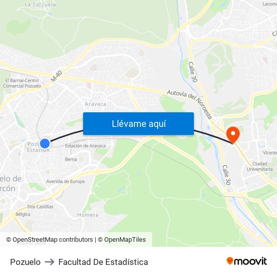 Pozuelo to Facultad De Estadística map