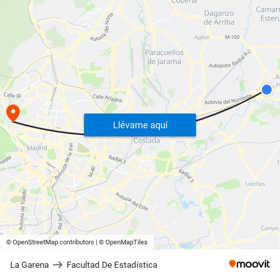 La Garena to Facultad De Estadística map