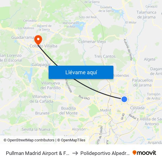 Pullman Madrid Airport & Feria to Polideportivo Alpedrete map