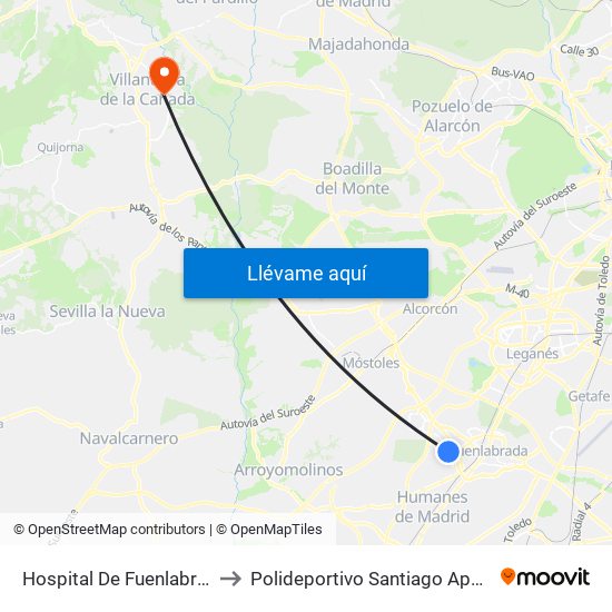 Hospital De Fuenlabrada to Polideportivo Santiago Apóstol map