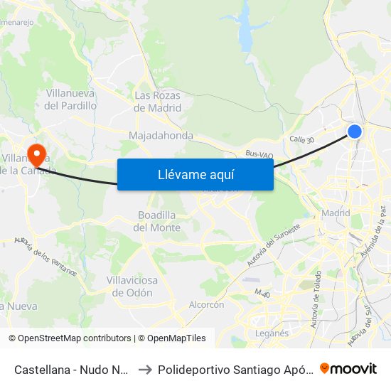 Castellana - Nudo Norte to Polideportivo Santiago Apóstol map