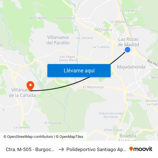 Ctra. M-505 - Burgocentro to Polideportivo Santiago Apóstol map