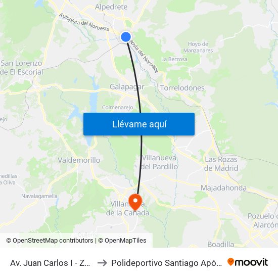 Av. Juan Carlos I - Zoco to Polideportivo Santiago Apóstol map