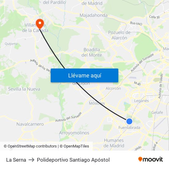La Serna to Polideportivo Santiago Apóstol map