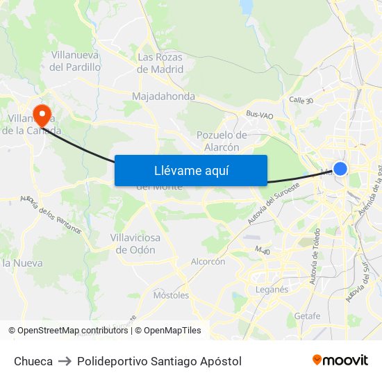 Chueca to Polideportivo Santiago Apóstol map