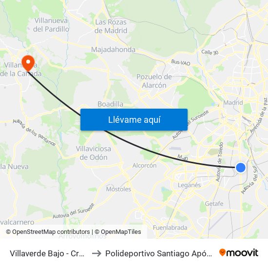 Villaverde Bajo - Cruce to Polideportivo Santiago Apóstol map