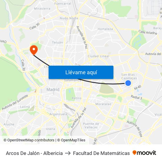 Arcos De Jalón - Albericia to Facultad De Matemáticas map