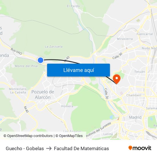 Guecho - Gobelas to Facultad De Matemáticas map