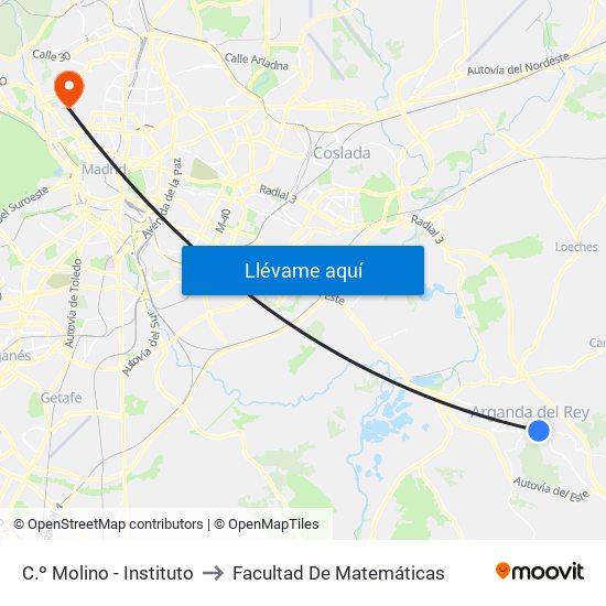 C.º Molino - Instituto to Facultad De Matemáticas map