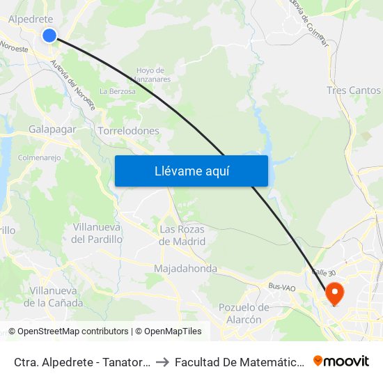 Ctra. Alpedrete - Tanatorio to Facultad De Matemáticas map