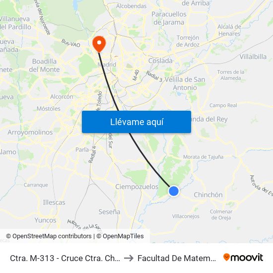 Ctra. M-313 - Cruce Ctra. Chinchón to Facultad De Matemáticas map