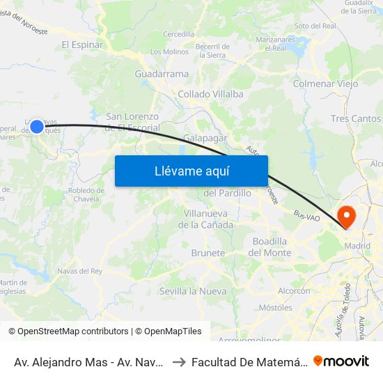 Av. Alejandro Mas - Av. Navalperal to Facultad De Matemáticas map