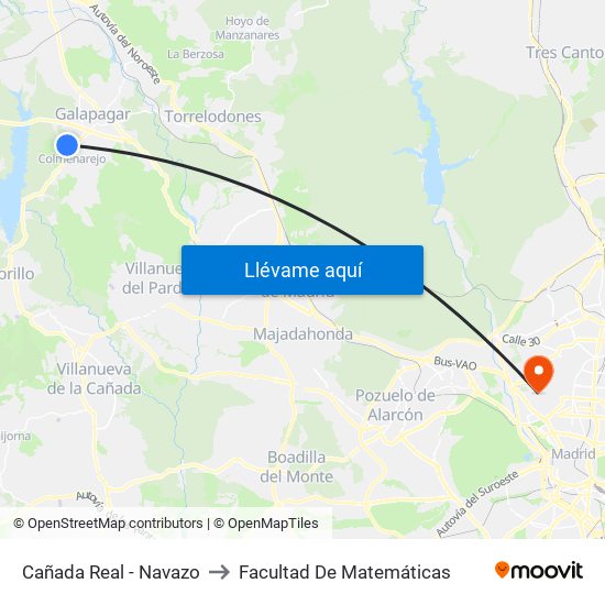 Cañada Real - Navazo to Facultad De Matemáticas map