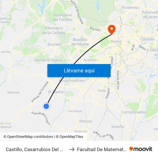 Castillo, Casarrubios Del Monte to Facultad De Matemáticas map