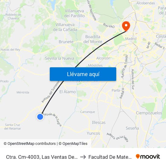 Ctra. Cm-4003, Las Ventas De Retamosa to Facultad De Matemáticas map
