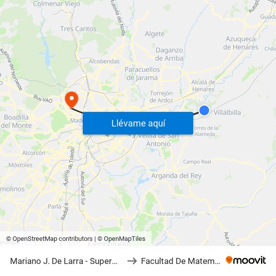 Mariano J. De Larra - Supermercado to Facultad De Matemáticas map
