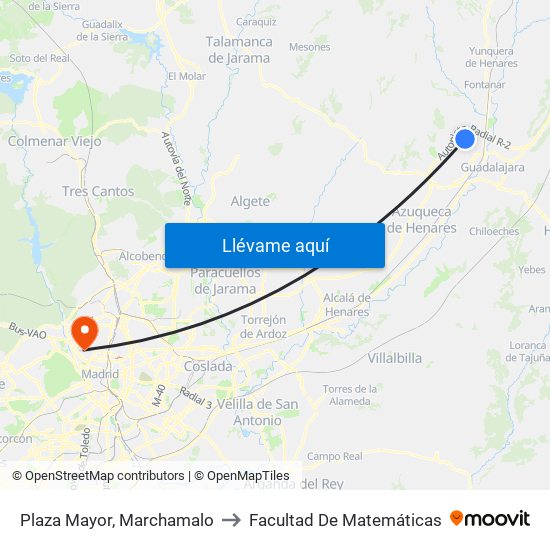 Plaza Mayor, Marchamalo to Facultad De Matemáticas map