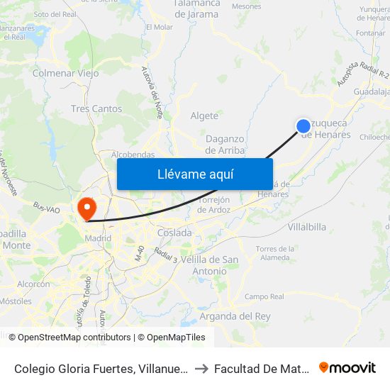 Colegio Gloria Fuertes, Villanueva De La Torre to Facultad De Matemáticas map