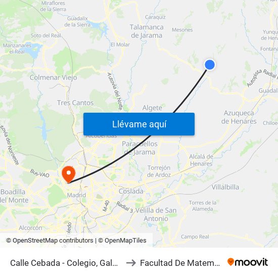 Calle Cebada - Colegio, Galápagos to Facultad De Matemáticas map
