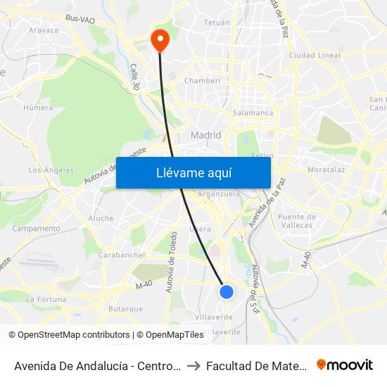 Avenida De Andalucía - Centro Comercial to Facultad De Matemáticas map