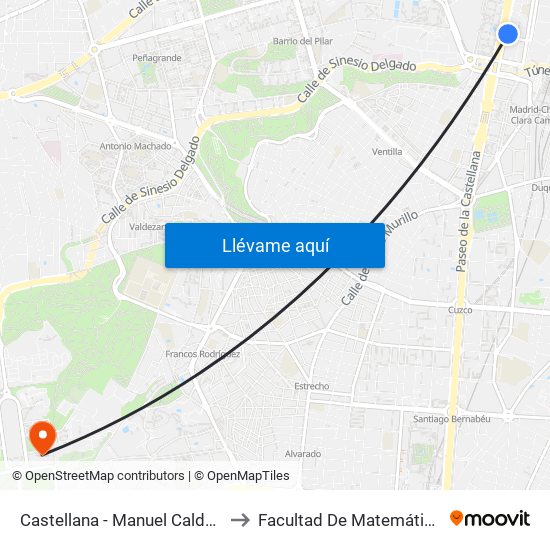 Castellana - Manuel Caldeiro to Facultad De Matemáticas map
