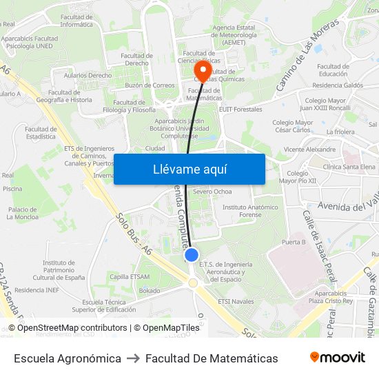 Escuela Agronómica to Facultad De Matemáticas map