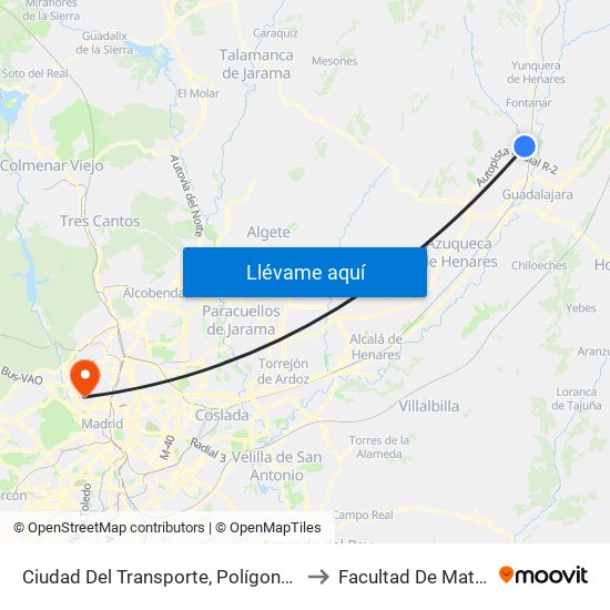 Ciudad Del Transporte, Polígonos Marchamalo to Facultad De Matemáticas map