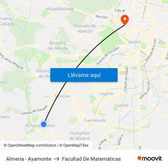 Almería - Ayamonte to Facultad De Matemáticas map