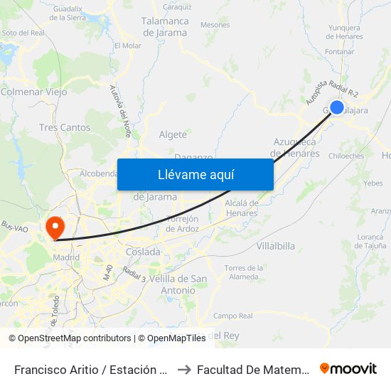 Francisco Aritio / Estación De Tren to Facultad De Matemáticas map