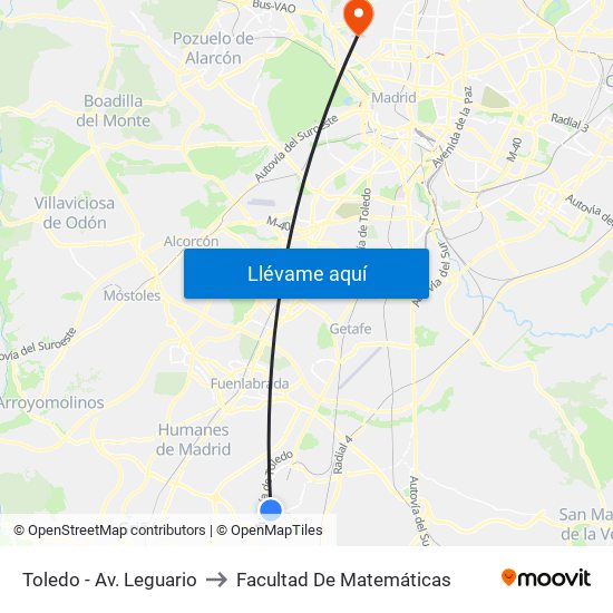 Toledo - Av. Leguario to Facultad De Matemáticas map