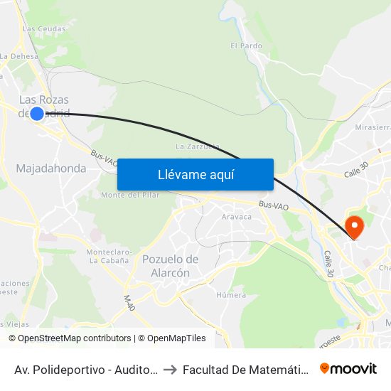 Av. Polideportivo - Auditorio to Facultad De Matemáticas map