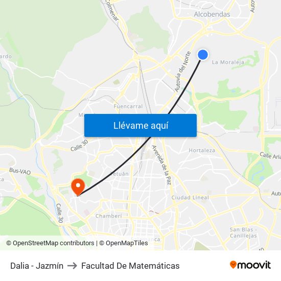 Dalia - Jazmín to Facultad De Matemáticas map