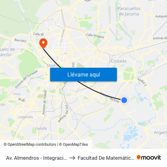 Av. Almendros - Integración to Facultad De Matemáticas map