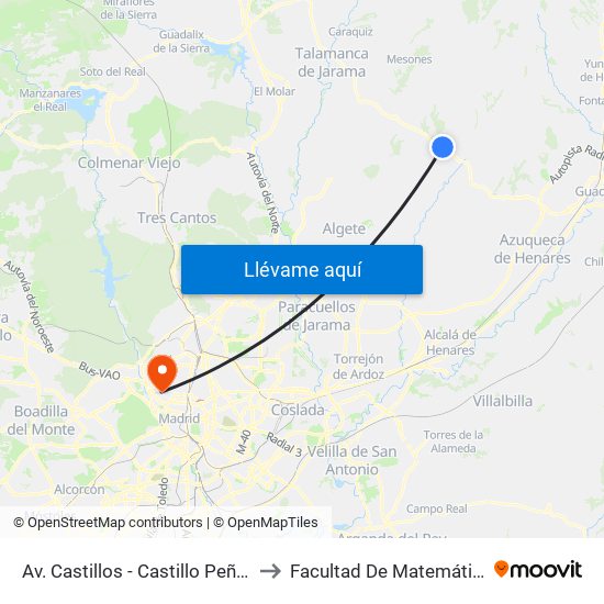 Av. Castillos - Castillo Peñafiel to Facultad De Matemáticas map