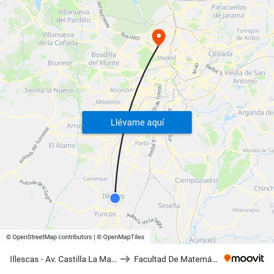 Illescas - Av. Castilla La Mancha to Facultad De Matemáticas map
