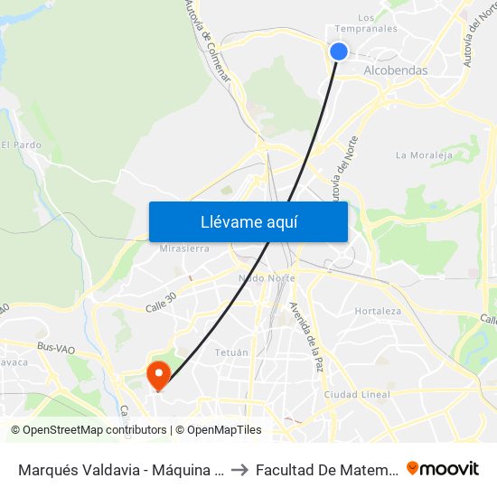 Marqués Valdavia - Máquina Del Tren to Facultad De Matemáticas map