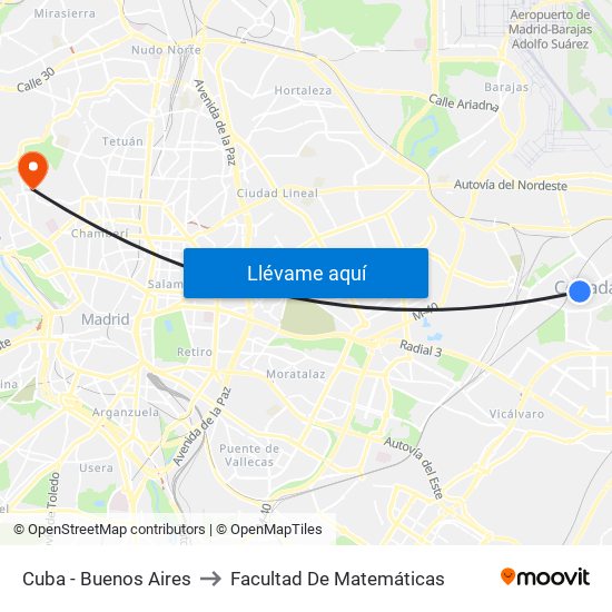 Cuba - Buenos Aires to Facultad De Matemáticas map