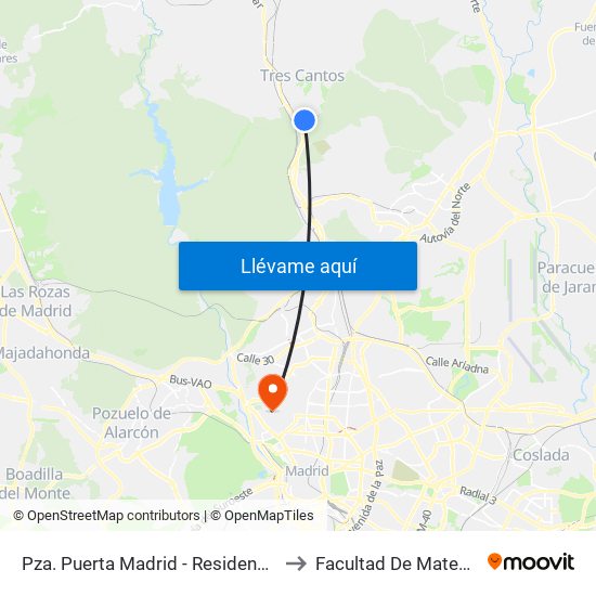 Pza. Puerta Madrid - Residencial Aislada to Facultad De Matemáticas map