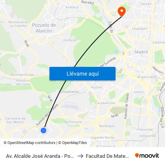 Av. Alcalde José Aranda - Porto Cristo to Facultad De Matemáticas map