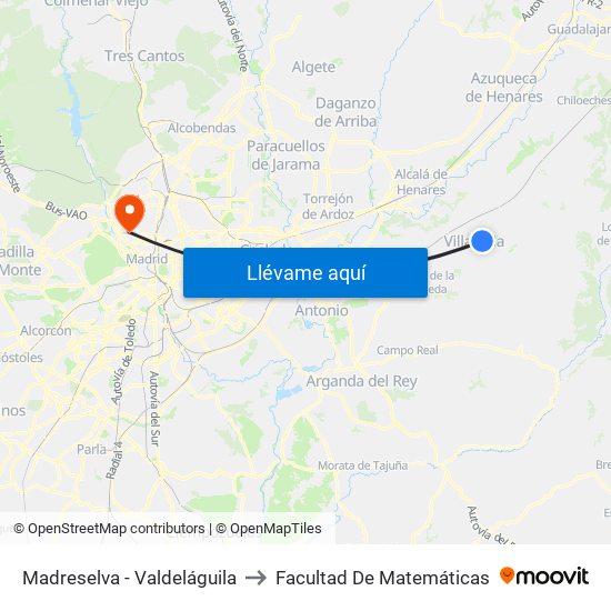 Madreselva - Valdeláguila to Facultad De Matemáticas map