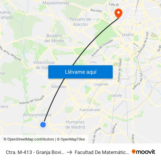 Ctra. M-413 - Granja Bovina to Facultad De Matemáticas map