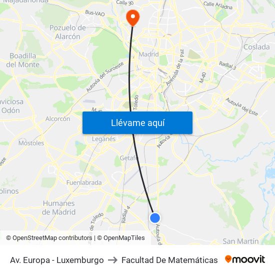 Av. Europa - Luxemburgo to Facultad De Matemáticas map