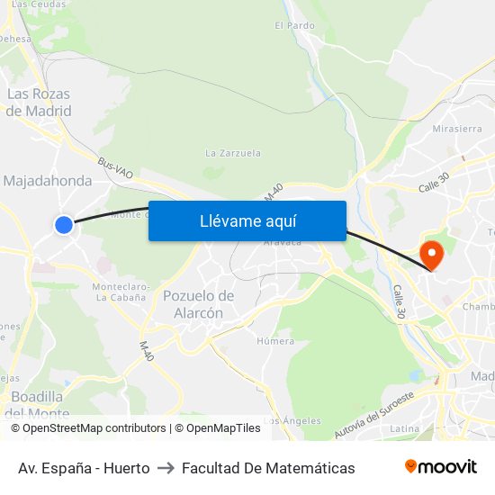 Av. España - Huerto to Facultad De Matemáticas map