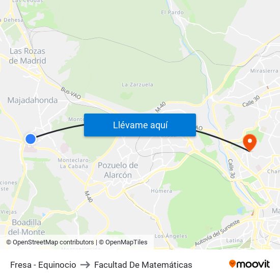 Fresa - Equinocio to Facultad De Matemáticas map